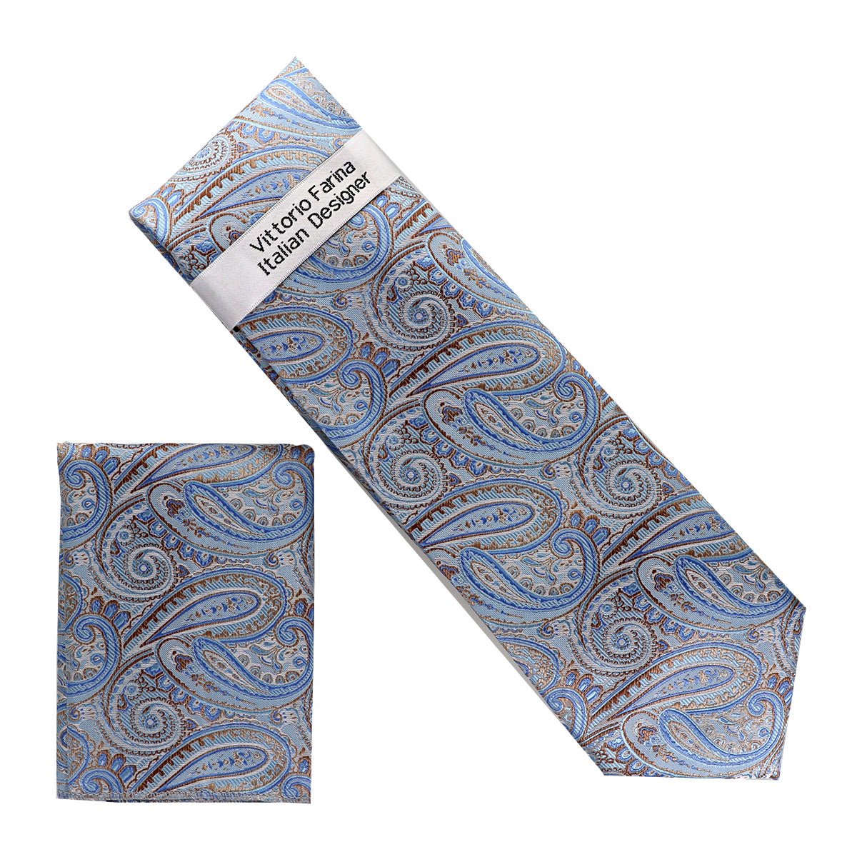 Vittorio Farina Men's Paisley Design Necktie & Pocket Square - NH - D_1420 - Classy Cufflinks