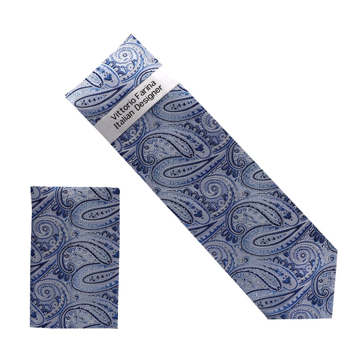 Vittorio Farina Men's Paisley Design Necktie & Pocket Square - NH - D_1422 - Classy Cufflinks