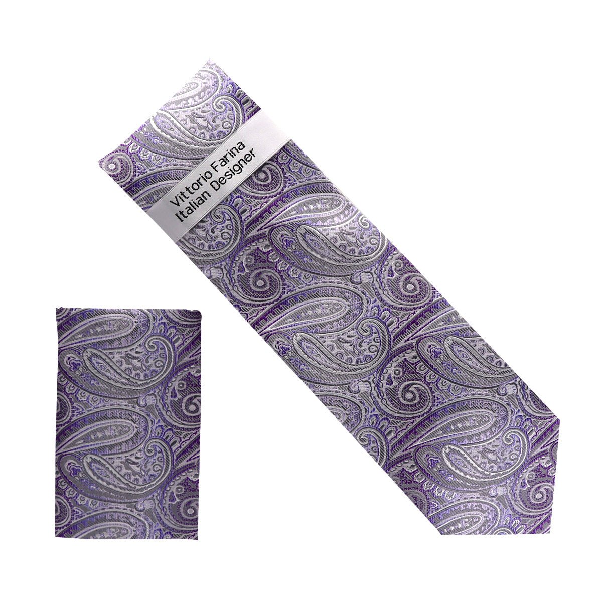 Vittorio Farina Men's Paisley Design Necktie & Pocket Square - NH - D_1426 - Classy Cufflinks