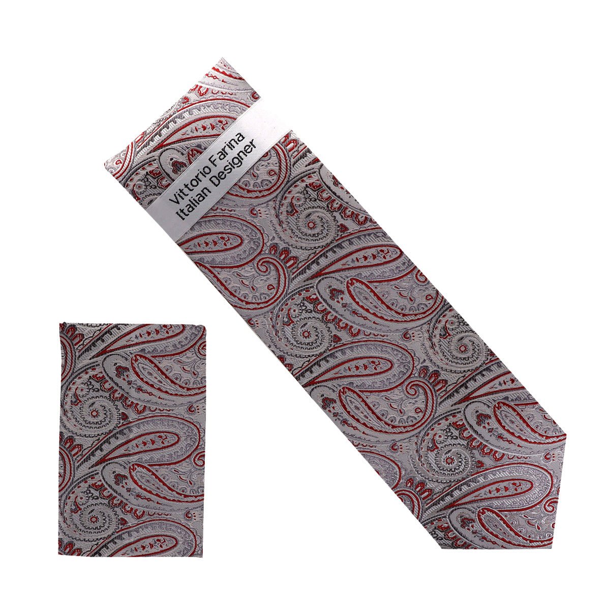 Vittorio Farina Men's Paisley Design Necktie &amp; Pocket Square - NH - D_1427 - Classy Cufflinks