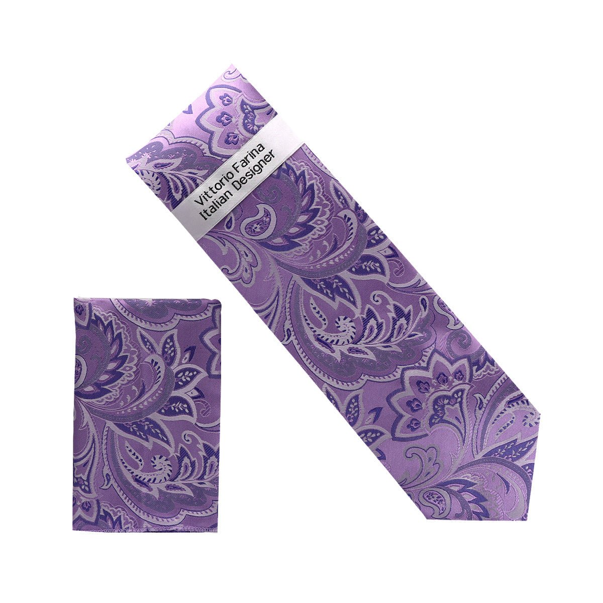 Vittorio Farina Men's Paisley Design Necktie & Pocket Square - NH - D_1429 - Classy Cufflinks