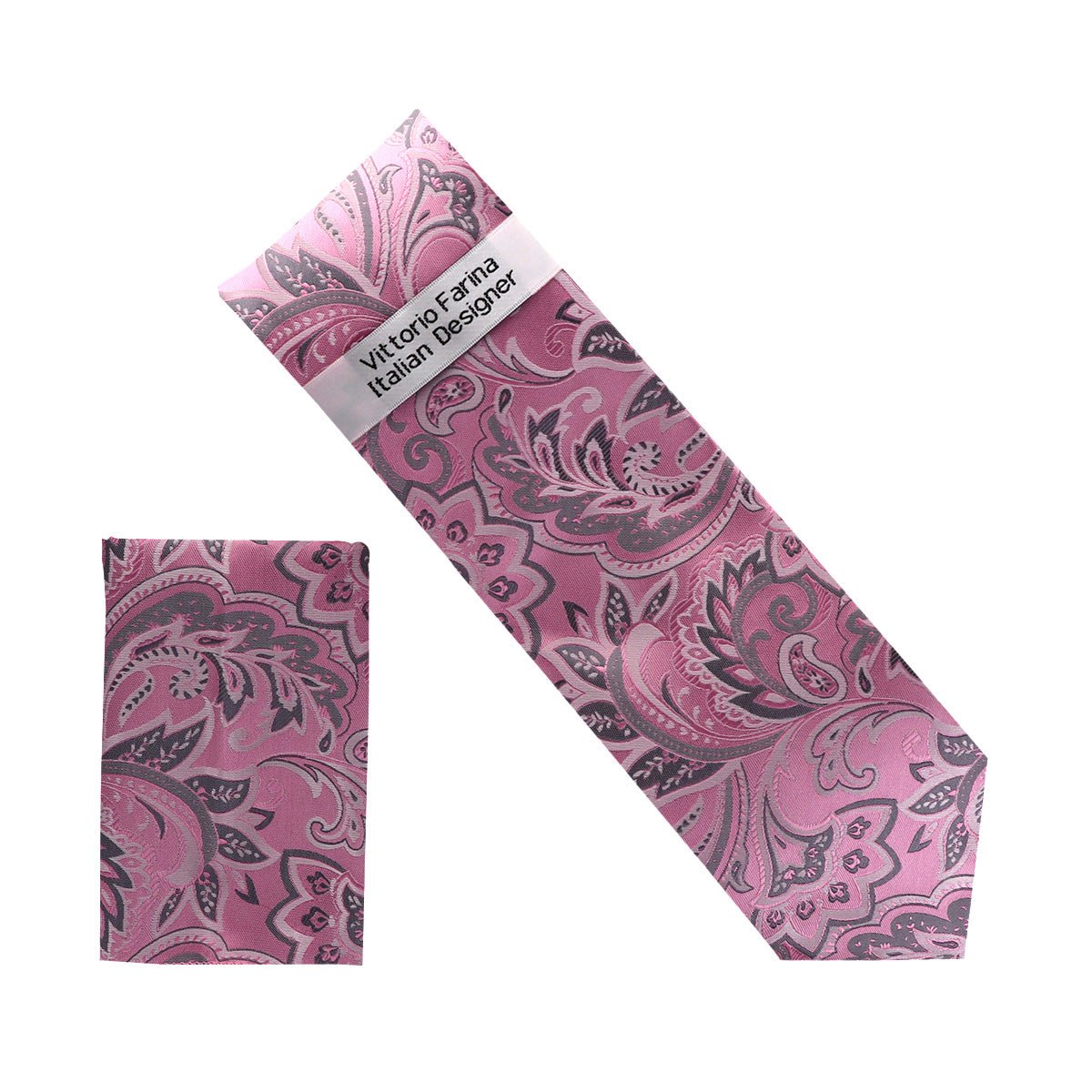 Vittorio Farina Men's Paisley Design Necktie &amp; Pocket Square - NH - D_1430 - Classy Cufflinks