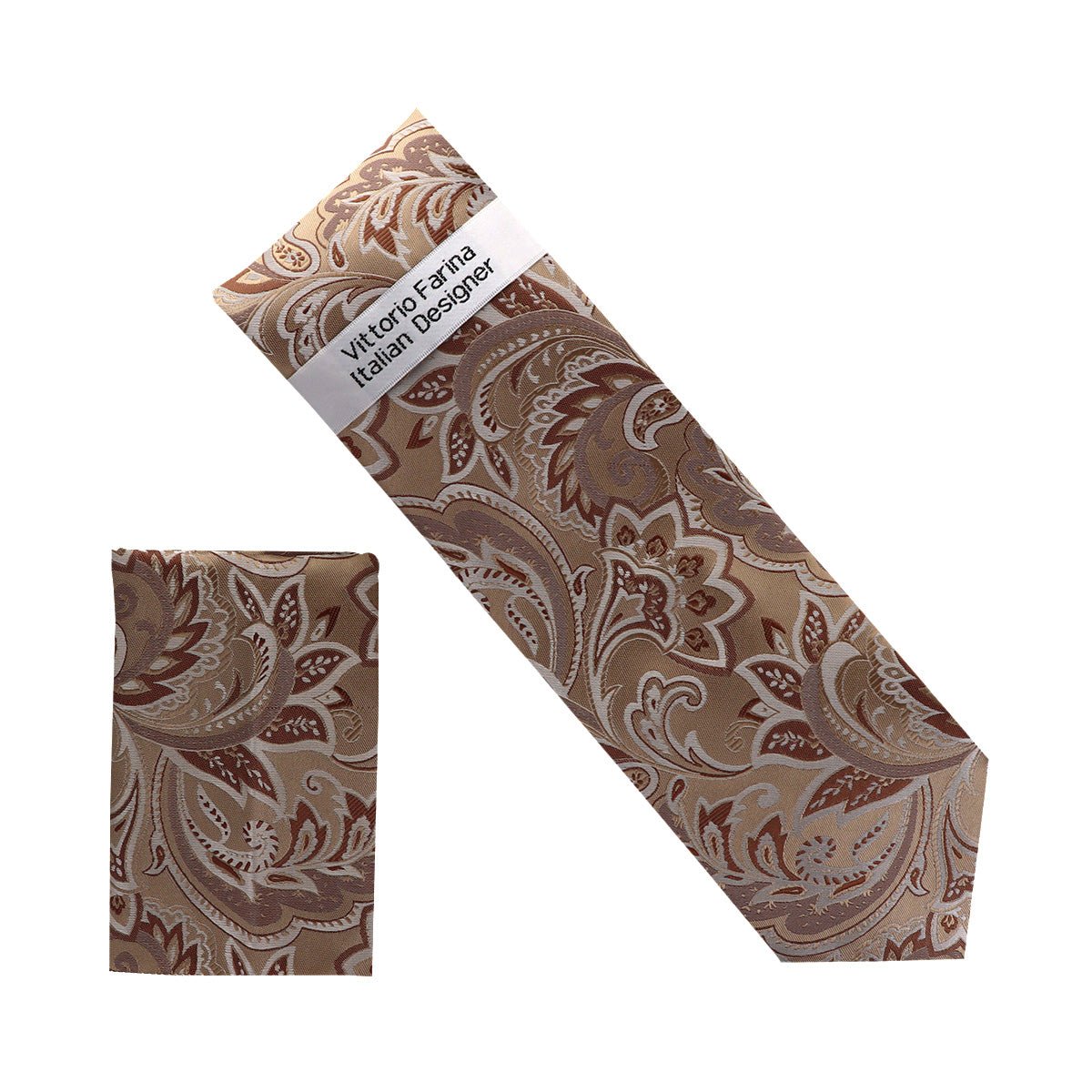 Vittorio Farina Men's Paisley Design Necktie &amp; Pocket Square - NH - D_1431 - Classy Cufflinks