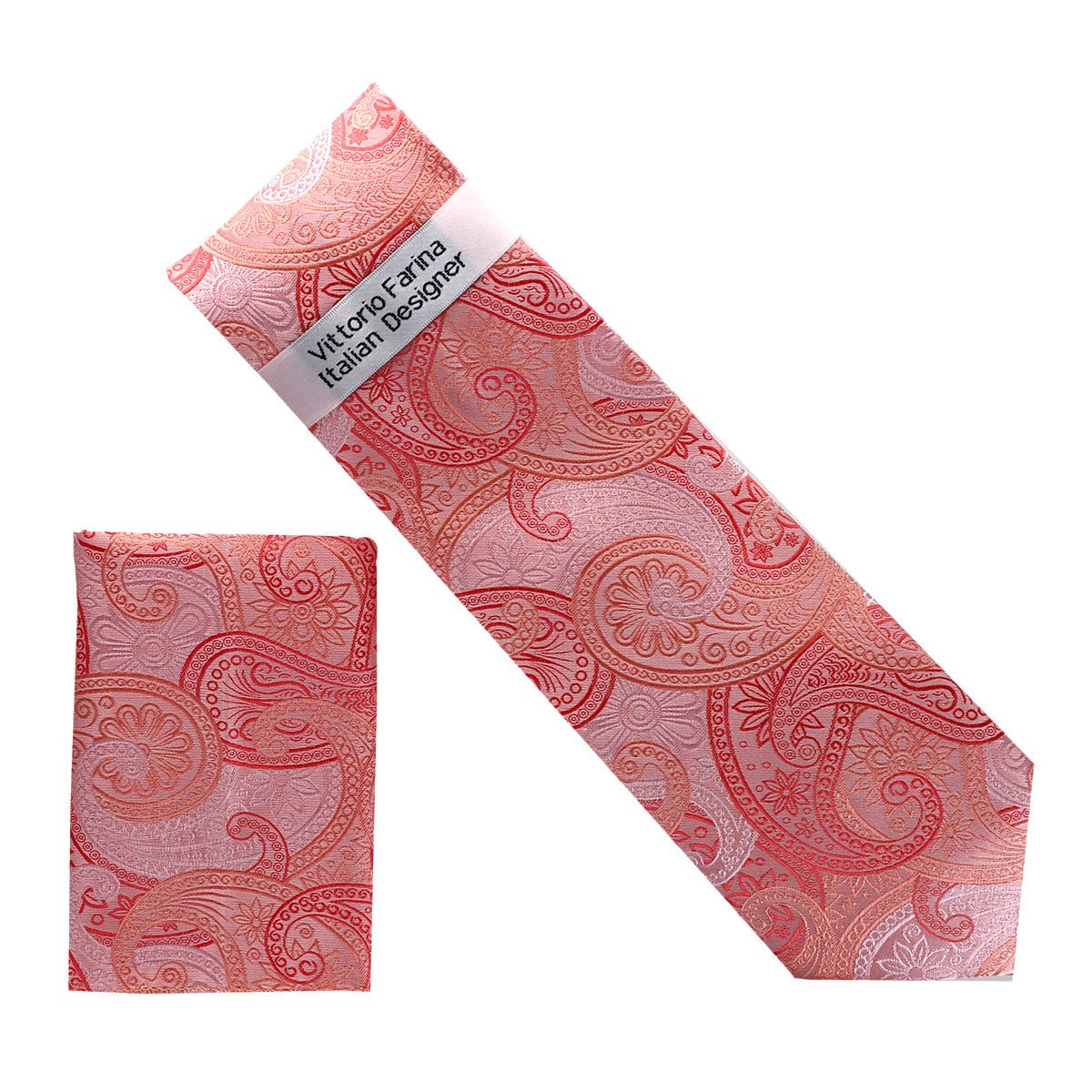 Vittorio Farina Men's Paisley Design Necktie & Pocket Square - NH - D_1433 - Classy Cufflinks