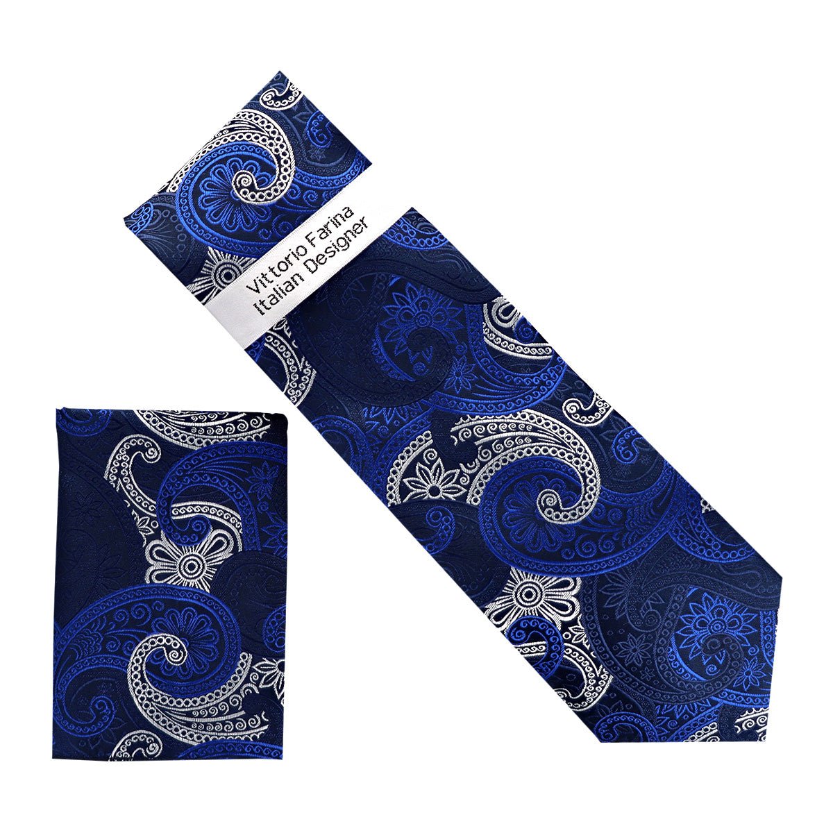 Vittorio Farina Men's Paisley Design Necktie &amp; Pocket Square - NH - D_1434 - Classy Cufflinks