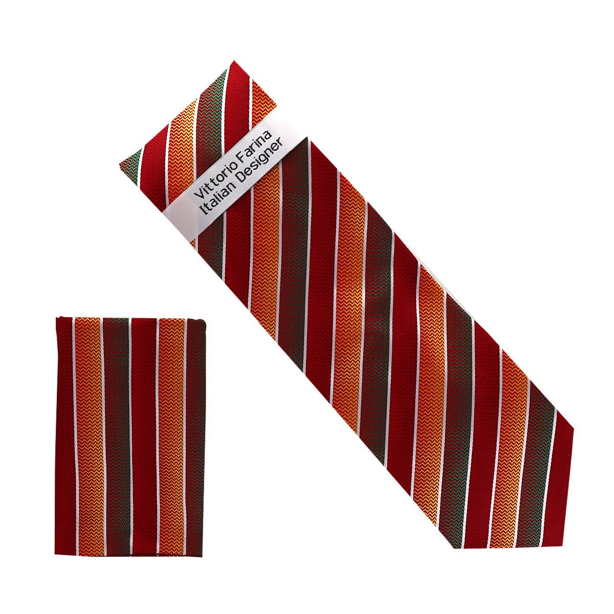 Vittorio Farina Men's Geometric Design Necktie &amp; Pocket Square - NH - D_1436 - Classy Cufflinks