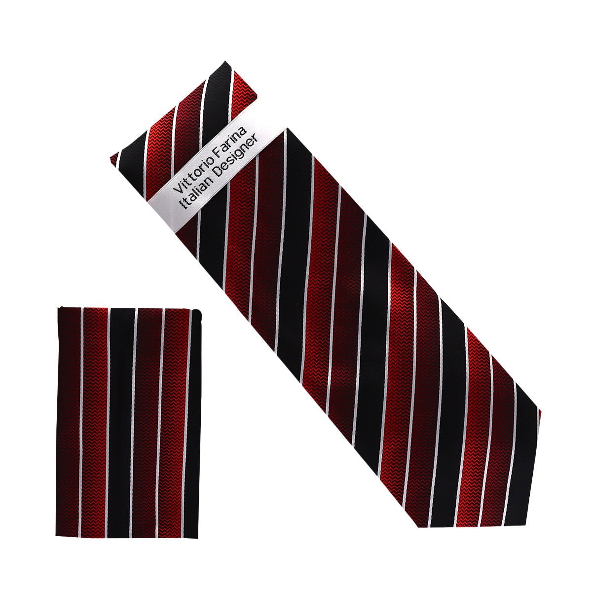 Vittorio Farina Men's Geometric Design Necktie &amp; Pocket Square - NH - D_1438 - Classy Cufflinks
