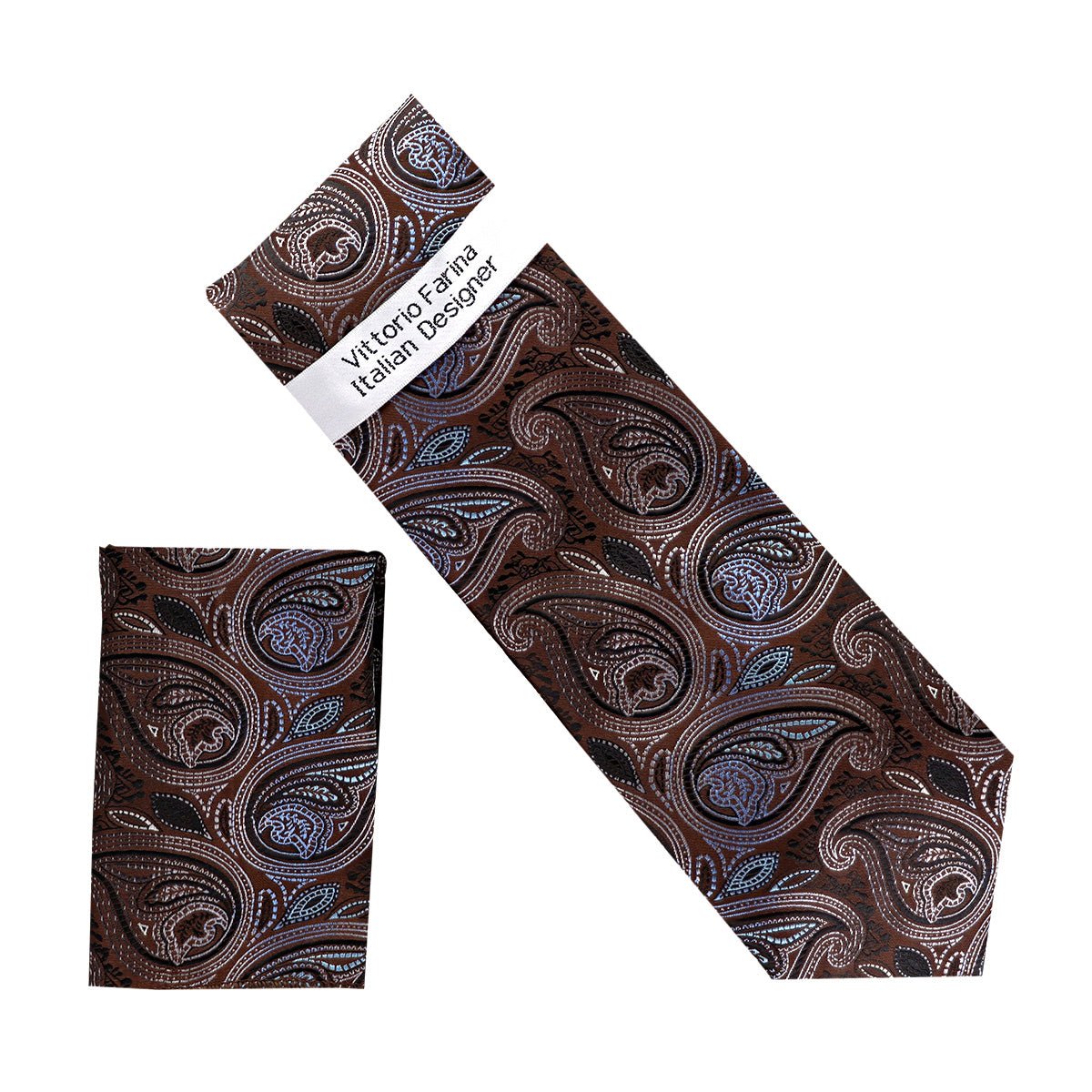 Vittorio Farina Men's Paisley Design Necktie &amp; Pocket Square - NH - D_1448 - Classy Cufflinks