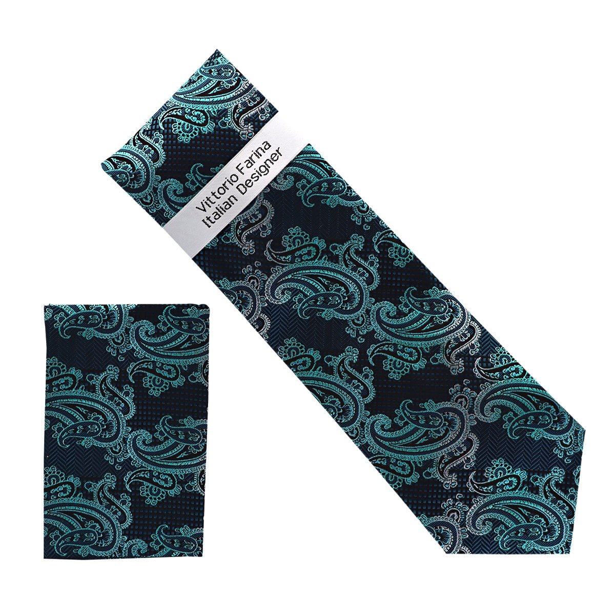 Vittorio Farina Men's Paisley Design Necktie &amp; Pocket Square - NH - D_1451 - Classy Cufflinks