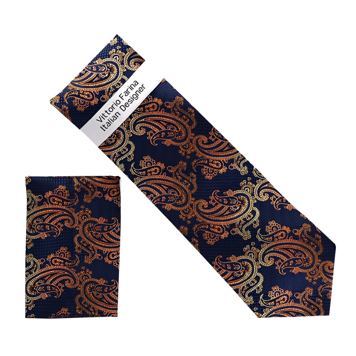 Vittorio Farina Men's Paisley Design Necktie &amp; Pocket Square - NH - D_1452 - Classy Cufflinks