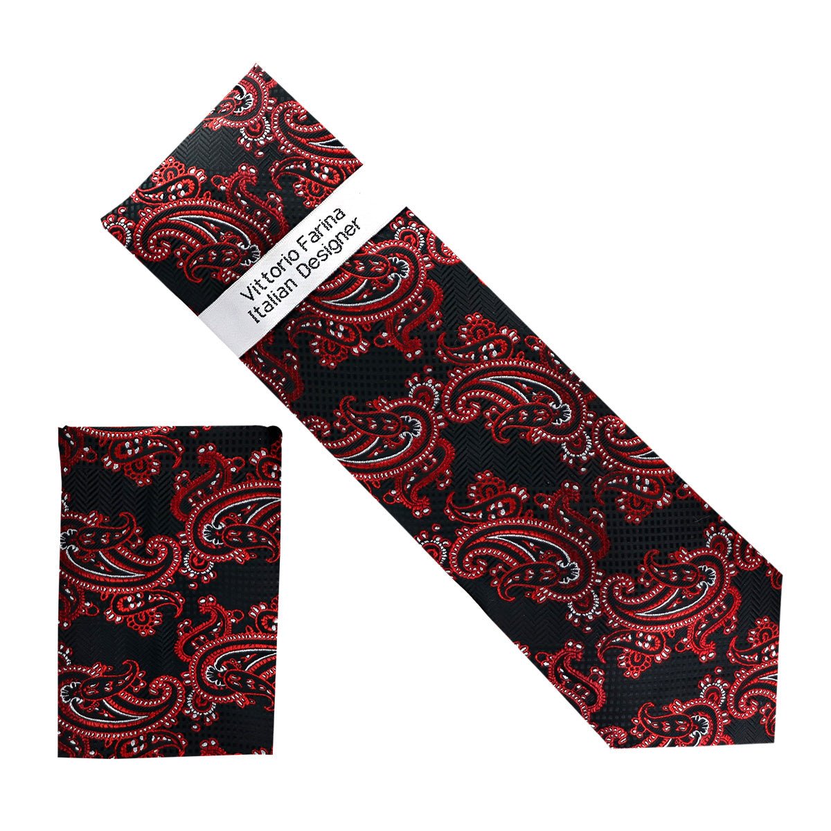 Vittorio Farina Men's Paisley Design Necktie &amp; Pocket Square - NH - D_1453 - Classy Cufflinks