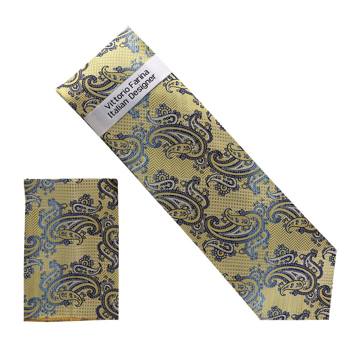 Vittorio Farina Men's Paisley Design Necktie &amp; Pocket Square - NH - D_1454 - Classy Cufflinks