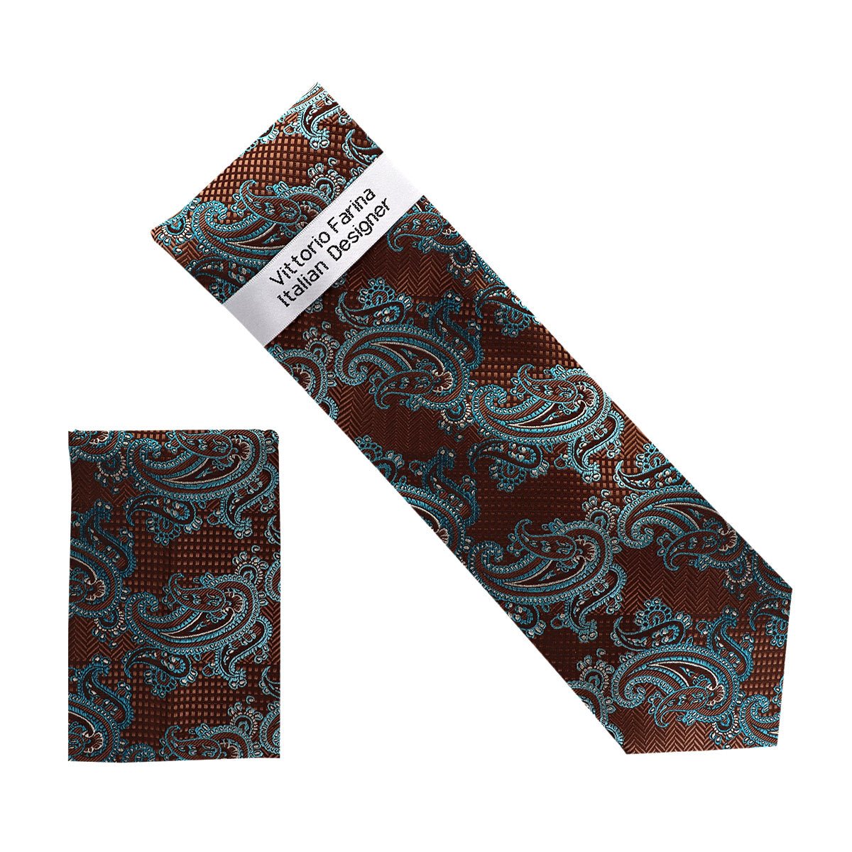 Vittorio Farina Men's Paisley Design Necktie &amp; Pocket Square - NH - D_1458 - Classy Cufflinks