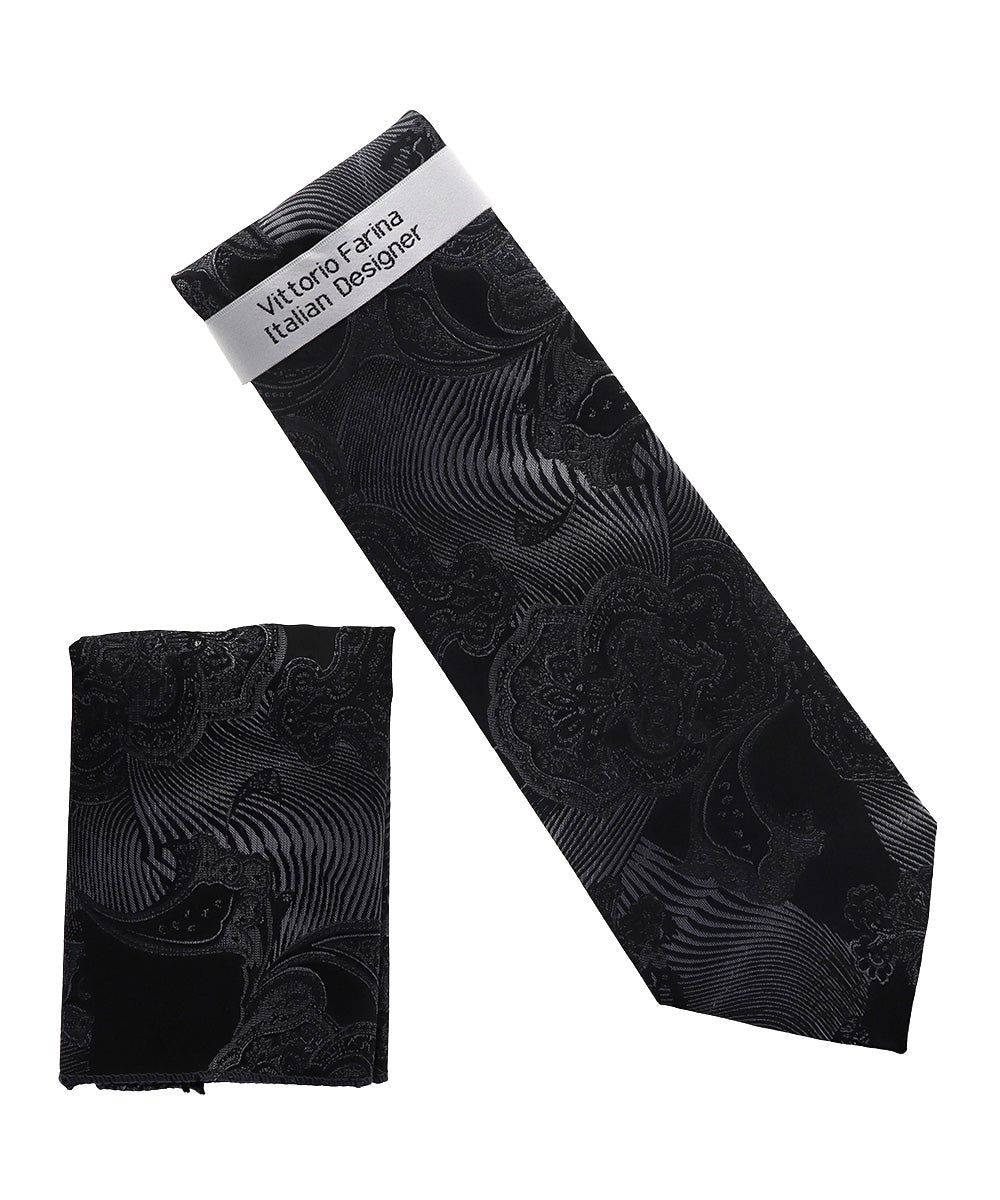 Vittorio Farina Men's Paisley Design Necktie &amp; Pocket Square - NH-D_1464 - Classy Cufflinks