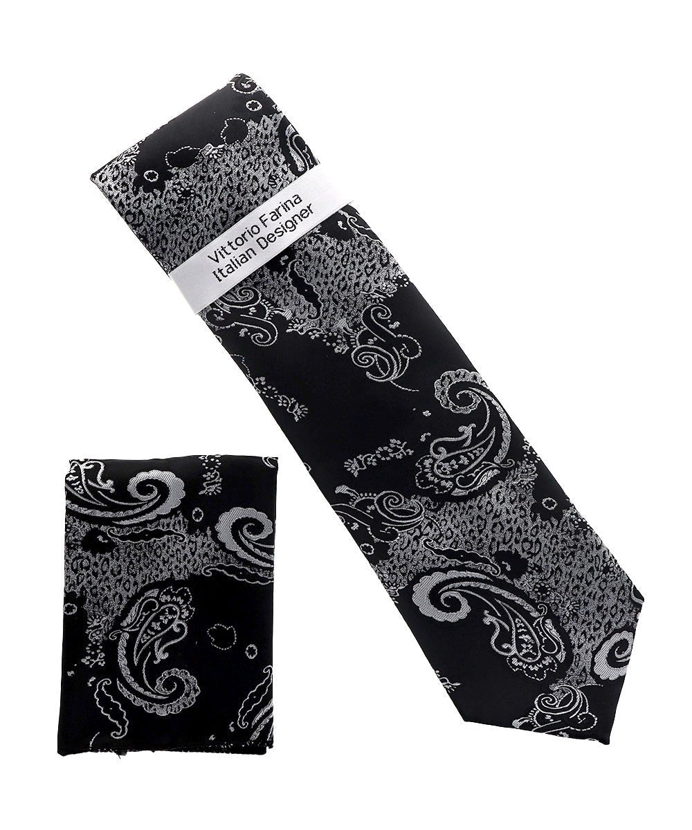 Vittorio Farina Men's Paisley Design Necktie &amp; Pocket Square - NH-D_1471 - Classy Cufflinks
