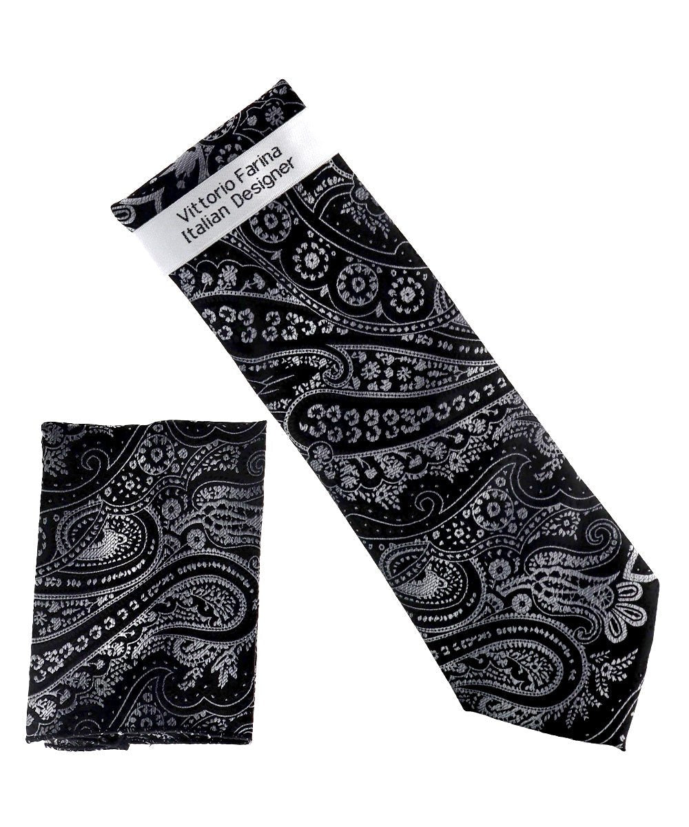 Vittorio Farina Men's Paisley Design Necktie &amp; Pocket Square - NH-D_1488 - Classy Cufflinks