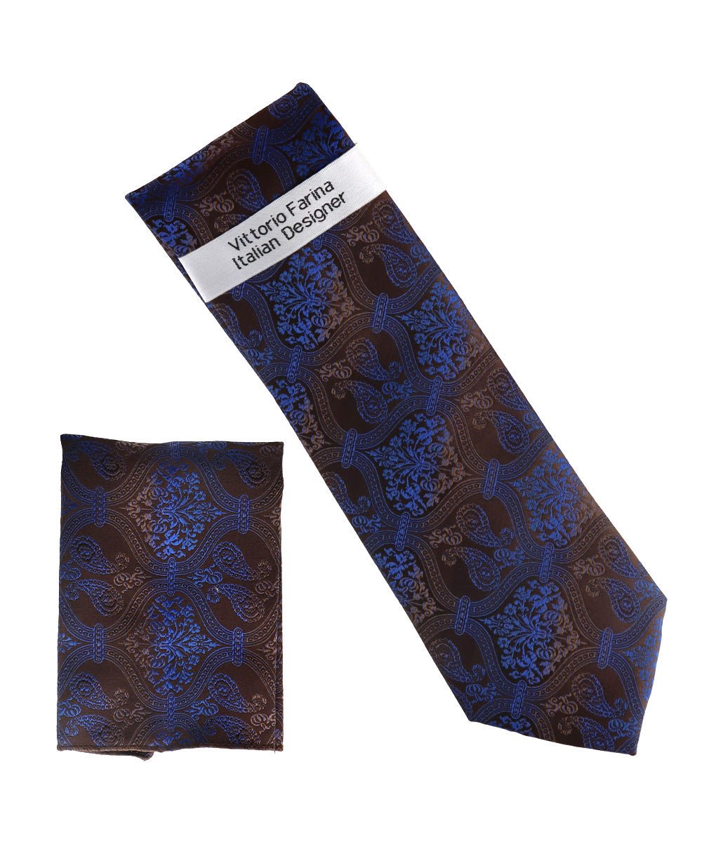 Vittorio Farina Men's Paisley Design Necktie &amp; Pocket Square - NH-D_1497 - Classy Cufflinks