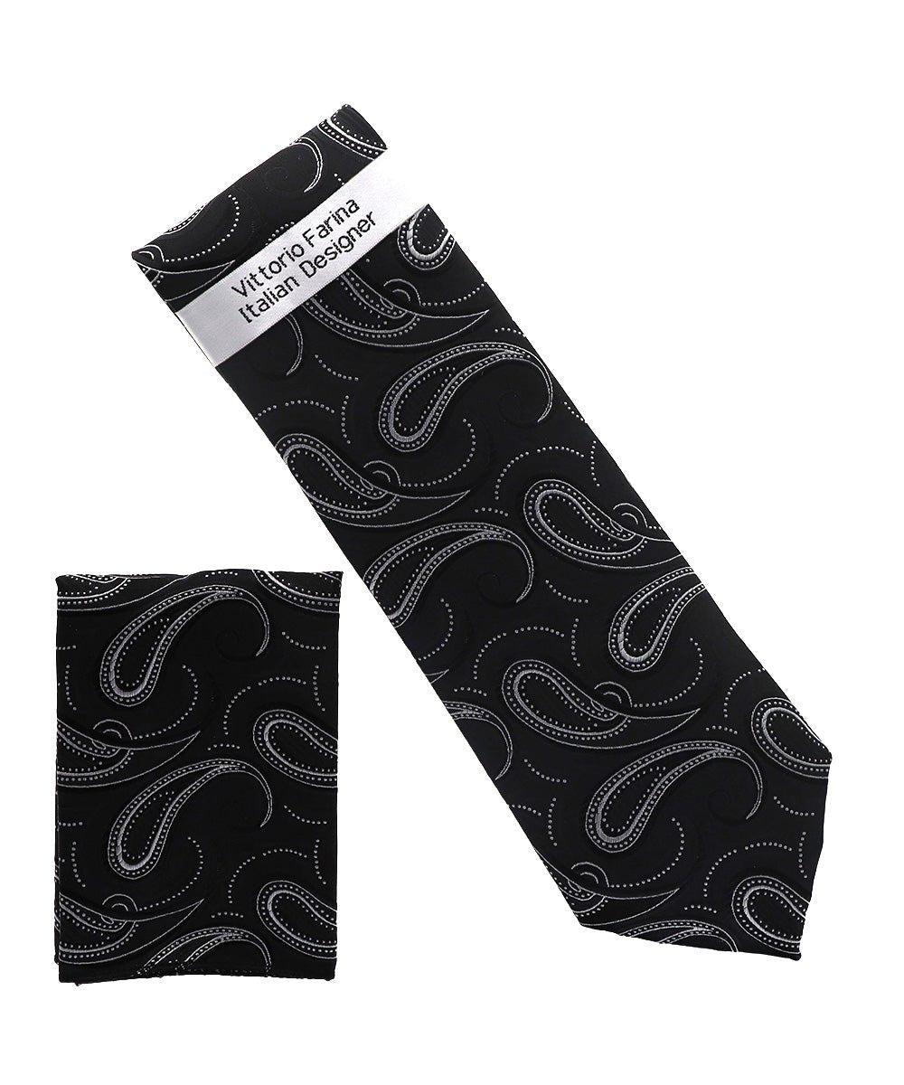 Vittorio Farina Men's Paisley Design Necktie &amp; Pocket Square - NH-D_1505 - Classy Cufflinks