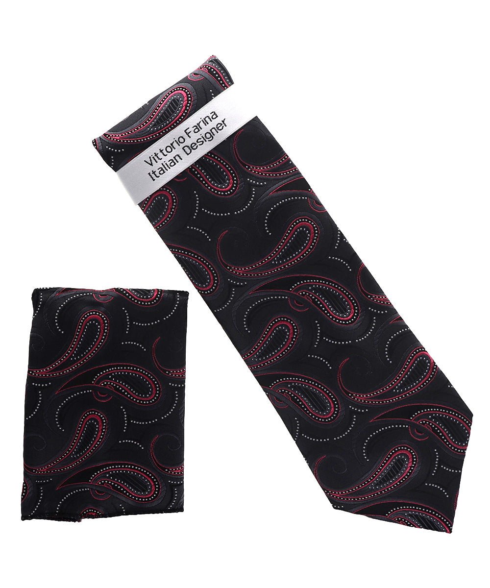 Vittorio Farina Men's Paisley Design Necktie &amp; Pocket Square - NH-D_1506 - Classy Cufflinks