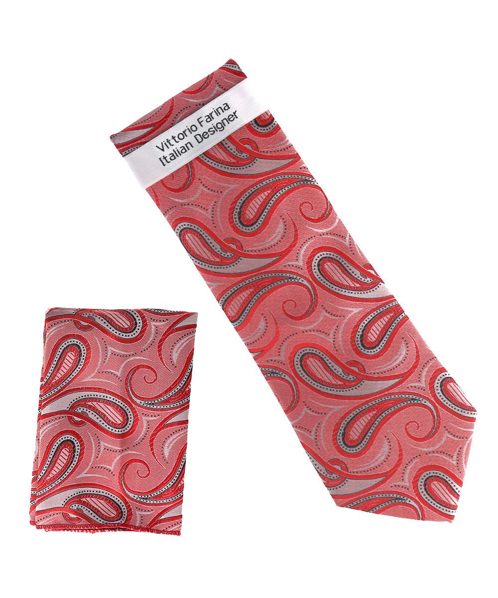 Vittorio Farina Men's Paisley Design Necktie &amp; Pocket Square - NH-D_1507 - Classy Cufflinks