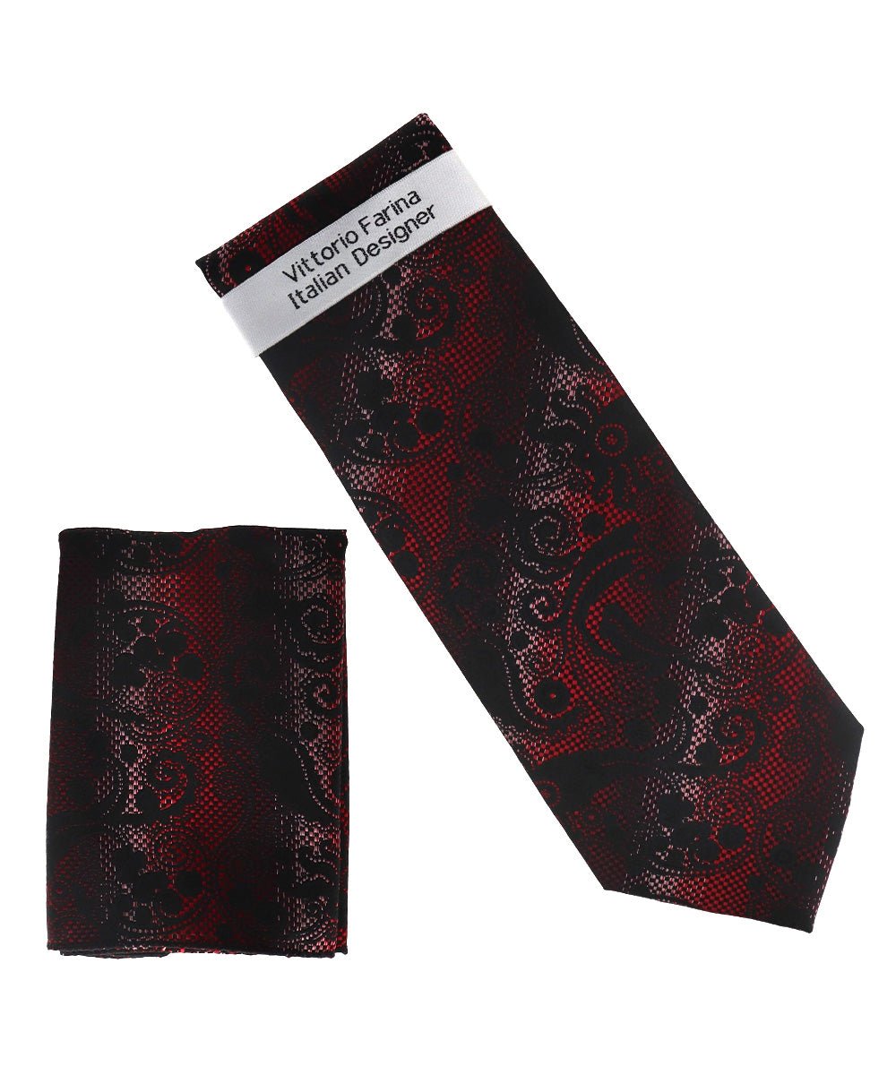 Vittorio Farina Men's Paisley Design Necktie &amp; Pocket Square - NH-D_1512 - Classy Cufflinks