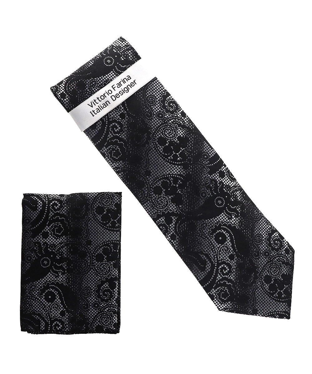 Vittorio Farina Men's Paisley Design Necktie &amp; Pocket Square - NH-D_1513 - Classy Cufflinks
