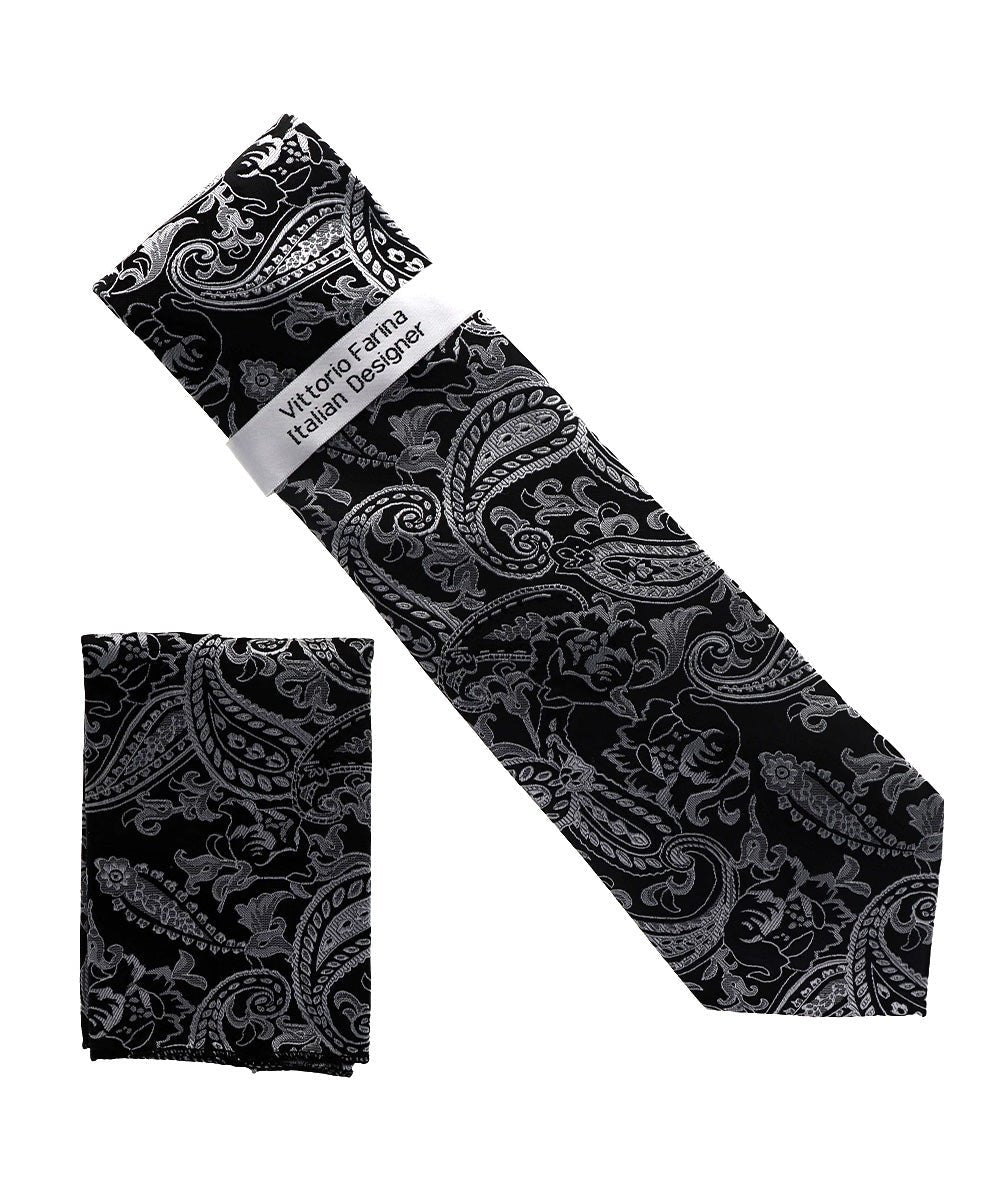 Vittorio Farina Men's Paisley Design Necktie &amp; Pocket Square - NH-D_1519 - Classy Cufflinks