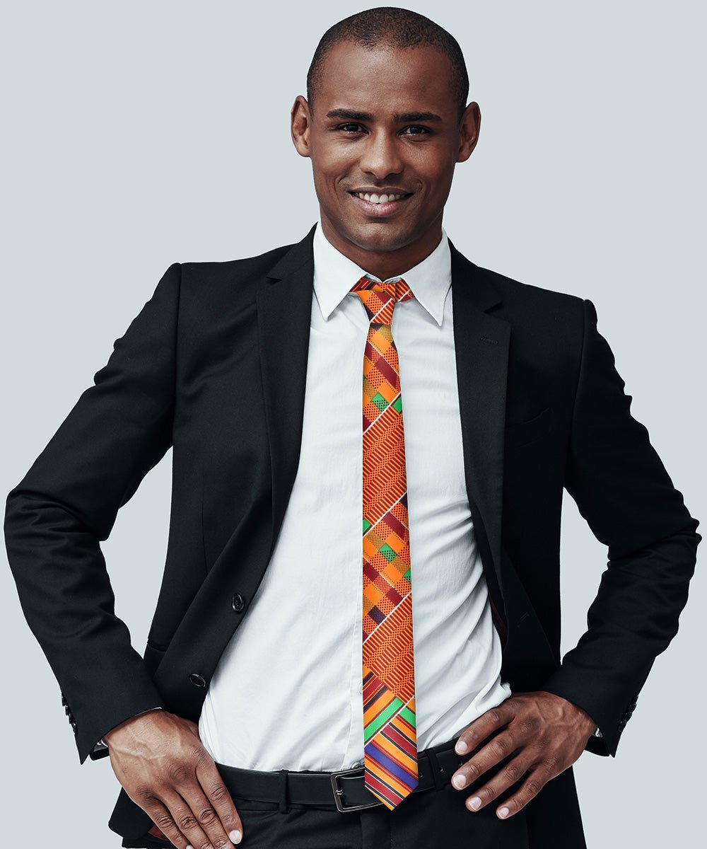 Vittorio Farina Kente Necktie &amp; Pocket Square - NH - K_Kente #1 - Classy Cufflinks