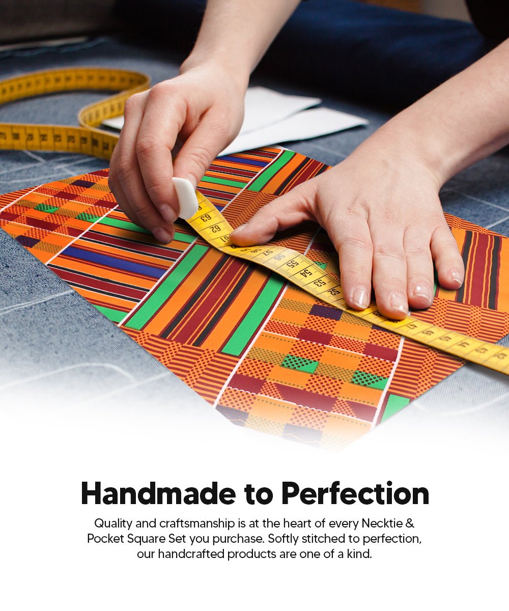 Vittorio Farina Kente Necktie &amp; Pocket Square - NH - K_Kente #1 - Classy Cufflinks