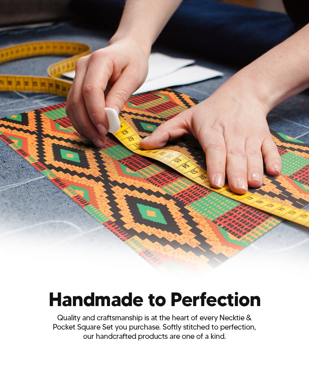 Vittorio Farina Kente Necktie &amp; Pocket Square - NH - K_Kente #2 - Classy Cufflinks