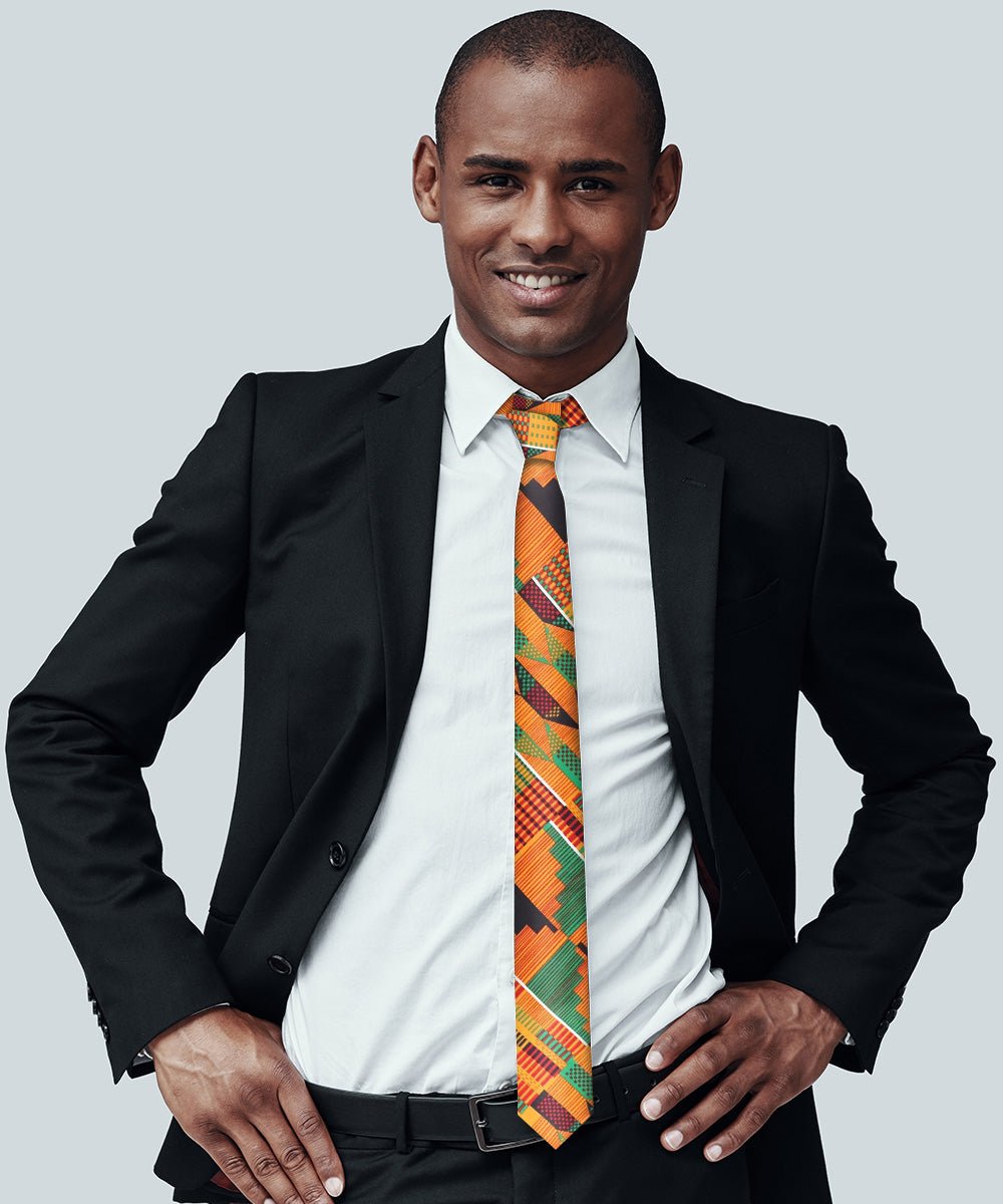 Vittorio Farina Kente Necktie &amp; Pocket Square - NH - K_Kente #3 - Classy Cufflinks