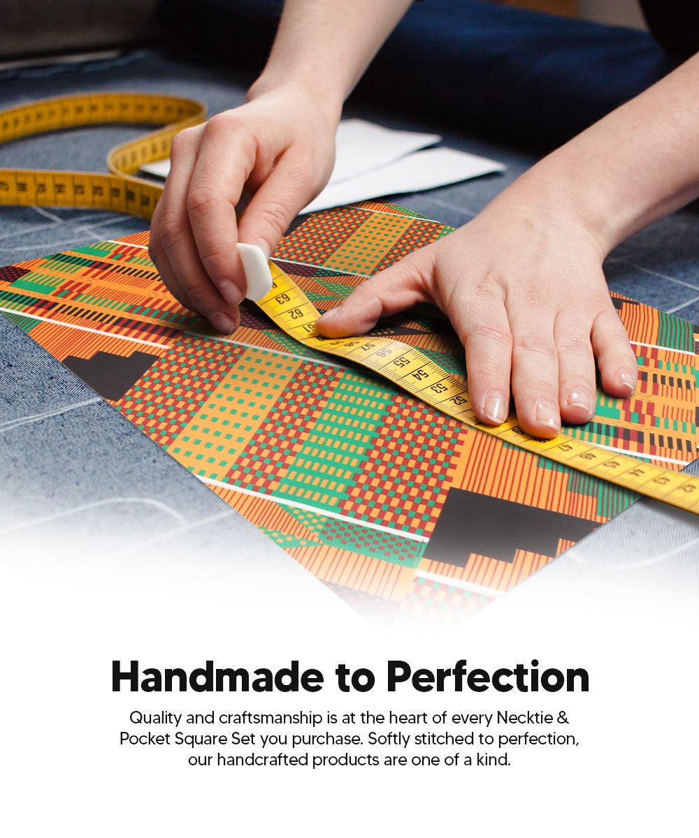 Vittorio Farina Kente Necktie &amp; Pocket Square - NH - K_Kente #3 - Classy Cufflinks