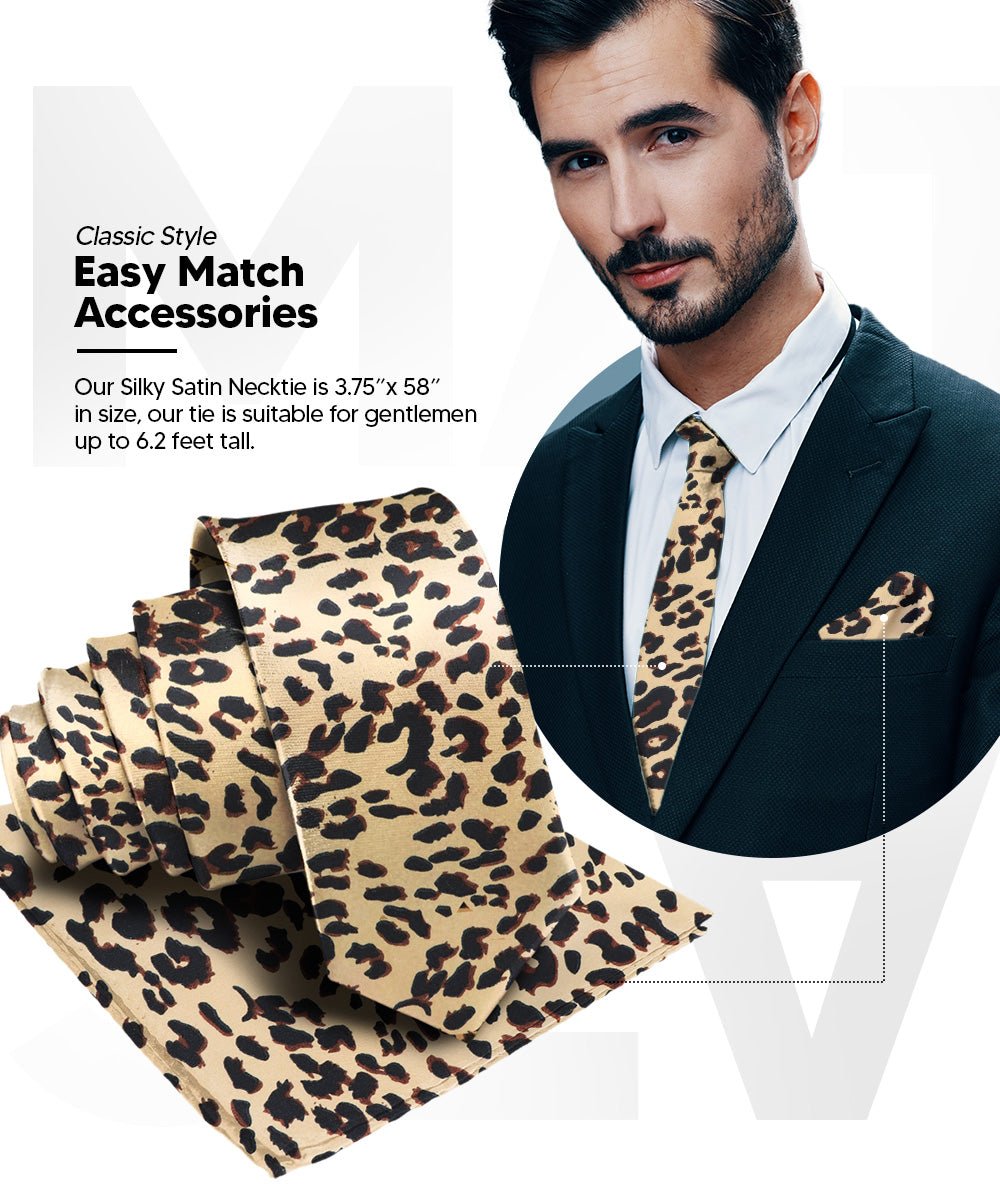 Vittorio Farina Kente Necktie &amp; Pocket Square - NH - K_Leopard - Classy Cufflinks