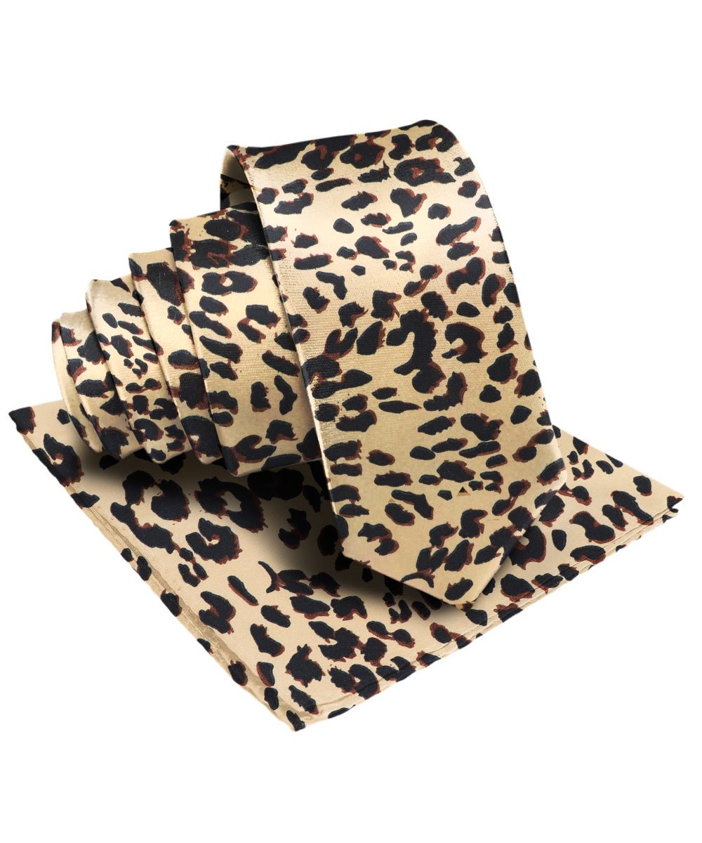 Vittorio Farina Kente Necktie &amp; Pocket Square - NH - K_Leopard - Classy Cufflinks