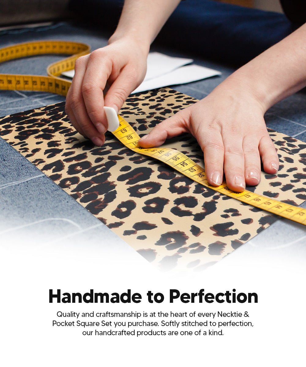 Vittorio Farina Kente Necktie &amp; Pocket Square - NH - K_Leopard - Classy Cufflinks