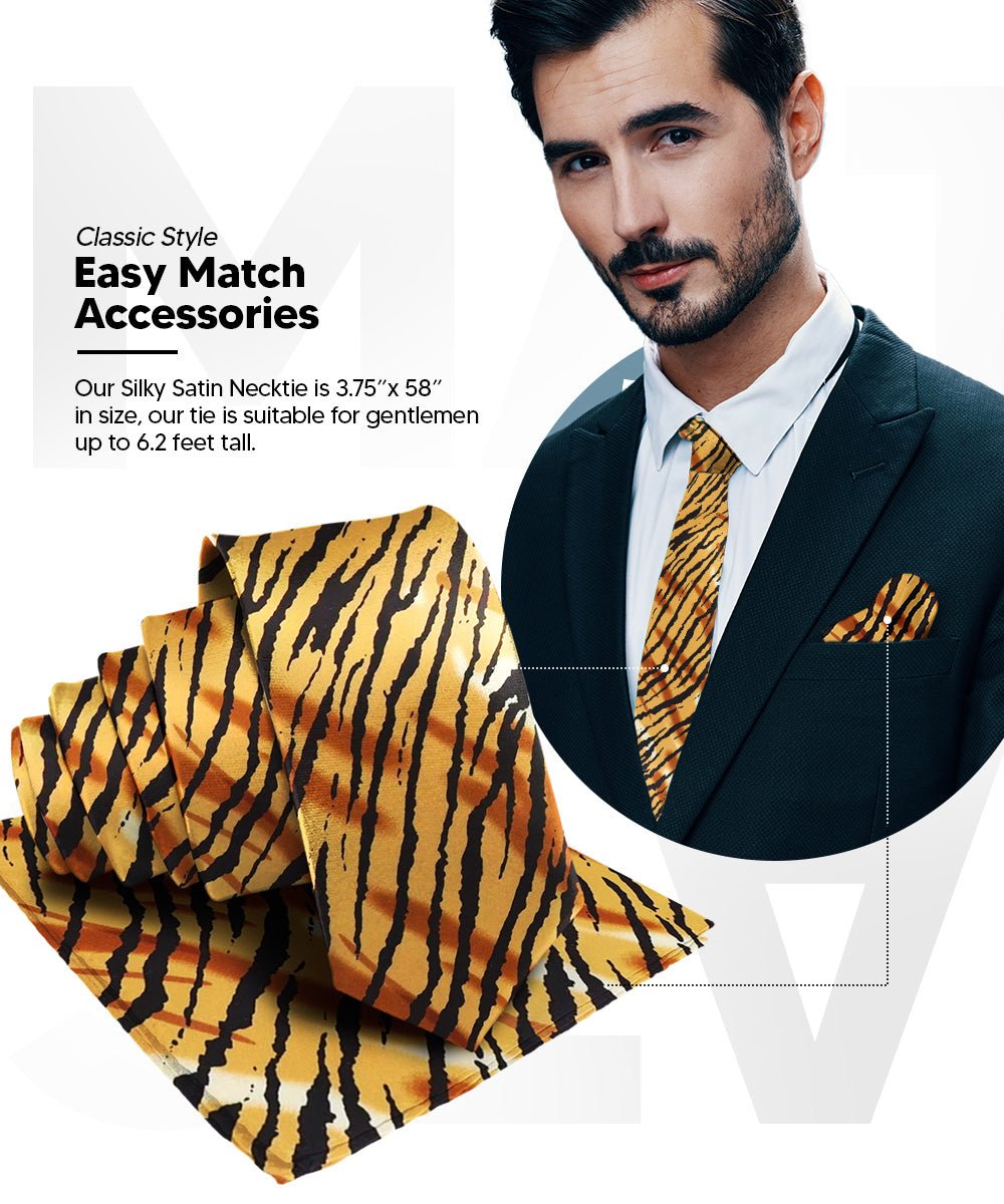 Vittorio Farina Kente Necktie &amp; Pocket Square - NH - K_Tiger - Classy Cufflinks