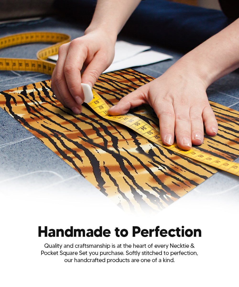 Vittorio Farina Kente Necktie &amp; Pocket Square - NH - K_Tiger - Classy Cufflinks