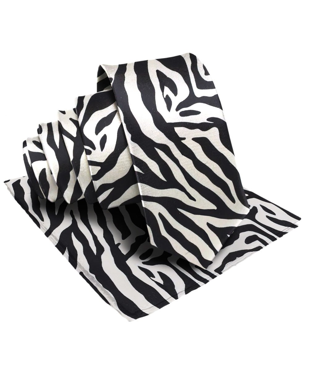 Vittorio Farina Kente Necktie &amp; Pocket Square - NH - K_Zebra - Classy Cufflinks