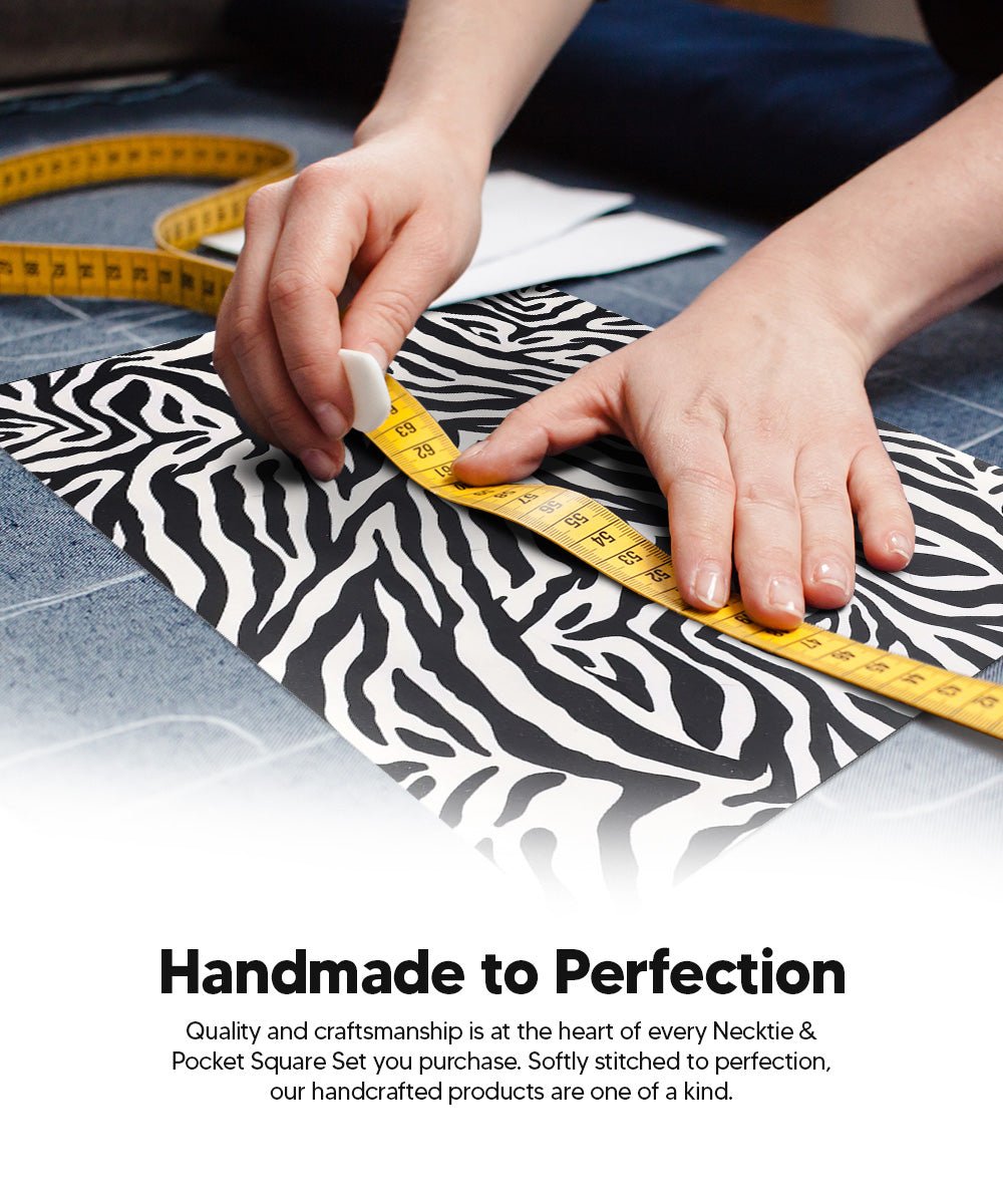 Vittorio Farina Kente Necktie &amp; Pocket Square - NH - K_Zebra - Classy Cufflinks