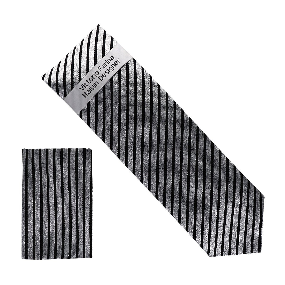 Vittorio Farina Men's Metallic Necktie &amp; Pocket Square - NH - M_31 - Classy Cufflinks