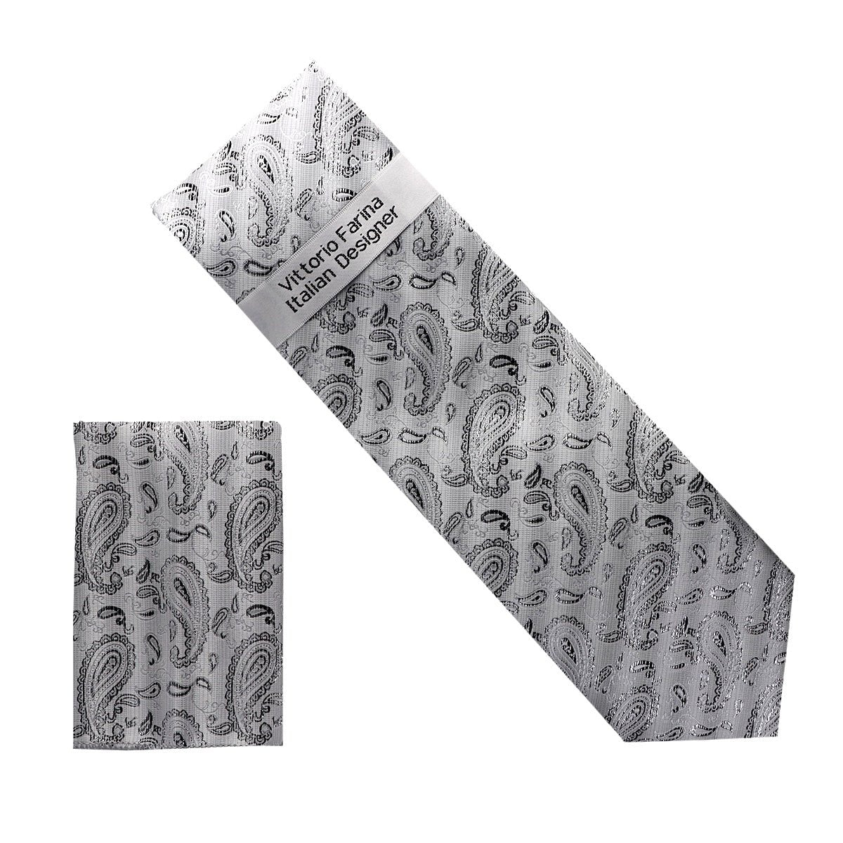 Vittorio Farina Men's Metallic Necktie &amp; Pocket Square - NH - M_37 - Classy Cufflinks