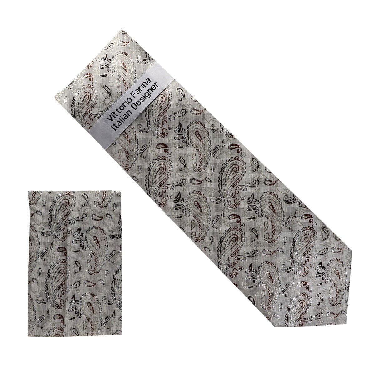 Vittorio Farina Men's Metallic Necktie & Pocket Square - NH - M_38 - Classy Cufflinks