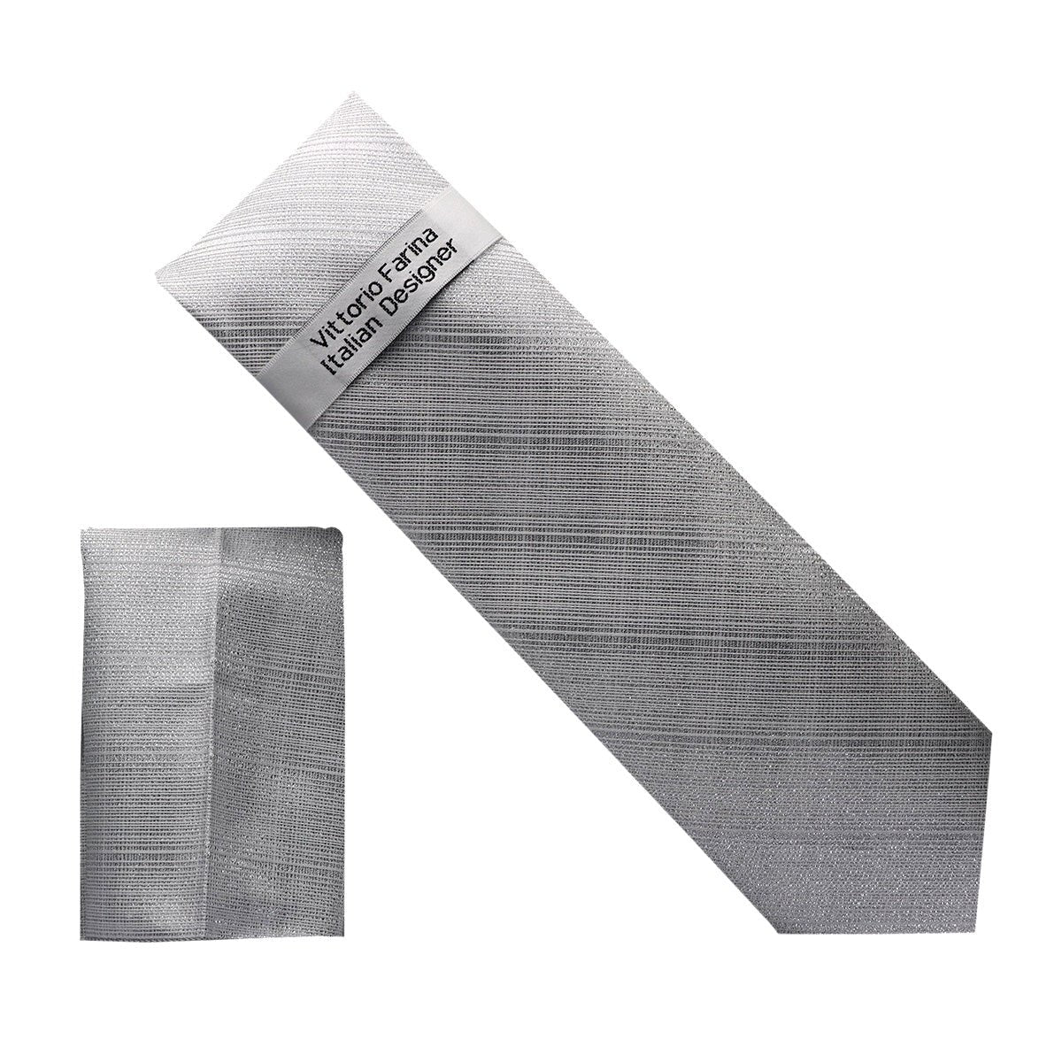 Vittorio Farina Men's Metallic Necktie &amp; Pocket Square - NH - M_39 - Classy Cufflinks
