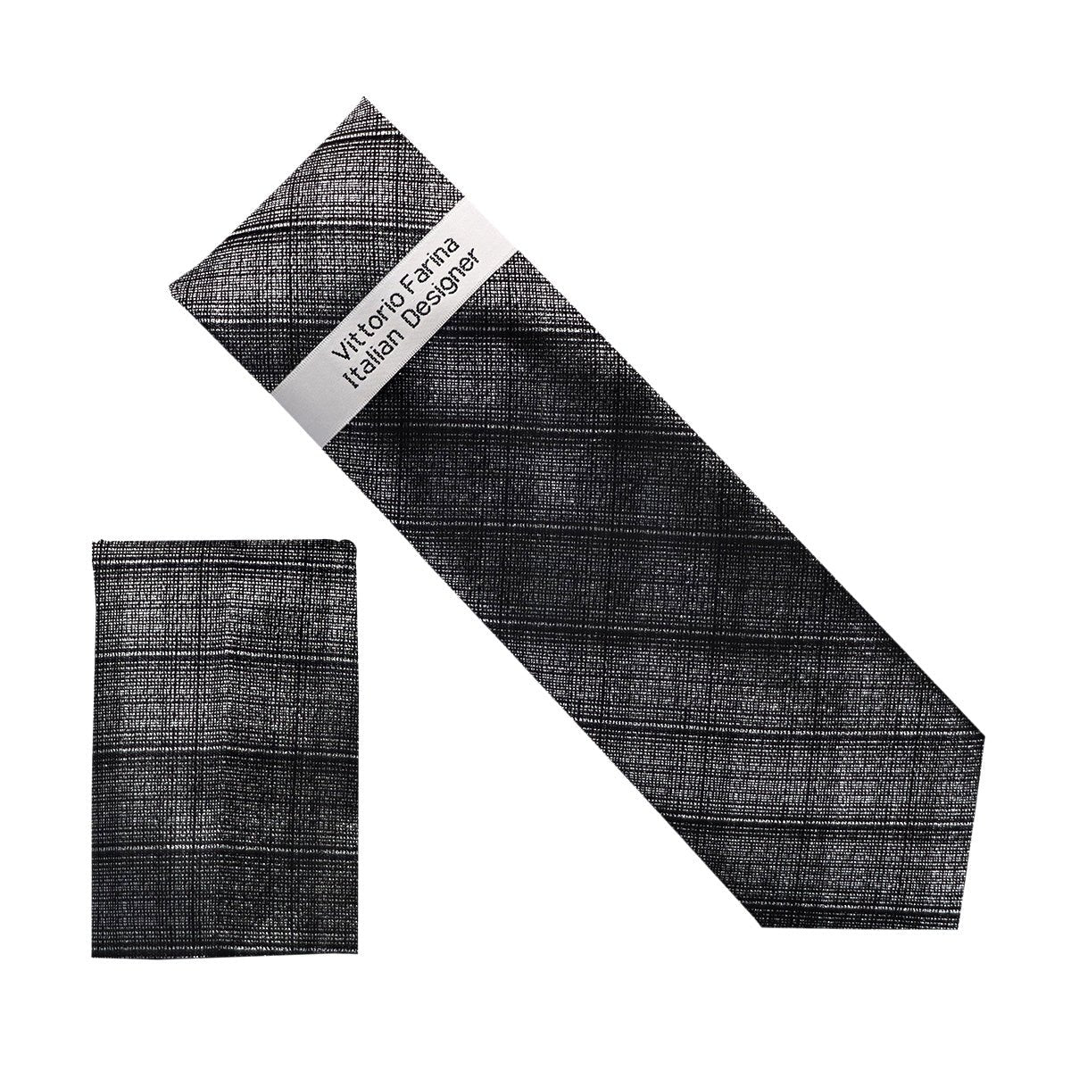 Vittorio Farina Men's Metallic Necktie &amp; Pocket Square - NH - M_41 - Classy Cufflinks