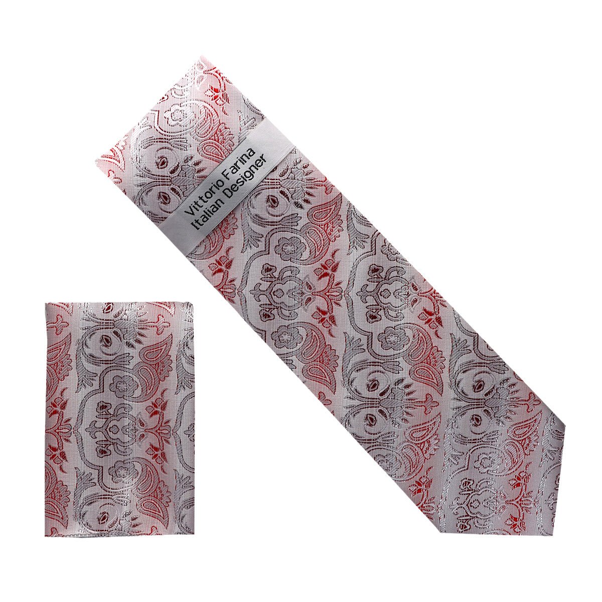 Vittorio Farina Men's Metallic Necktie &amp; Pocket Square - NH - M_42 - Classy Cufflinks