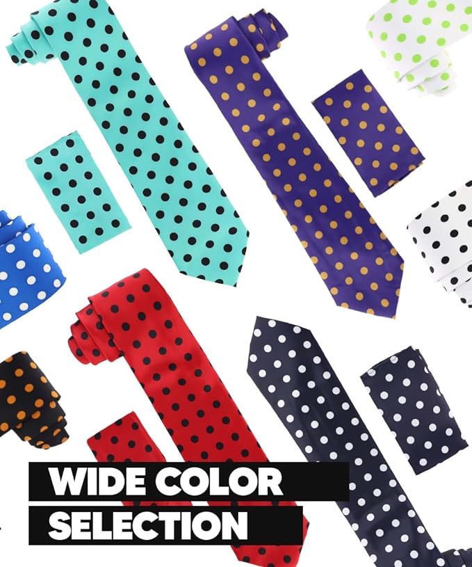 Vittorio Farina Polka Dot Necktie & Pocket Square - NH-PD_03_RED_BLACK - Classy Cufflinks