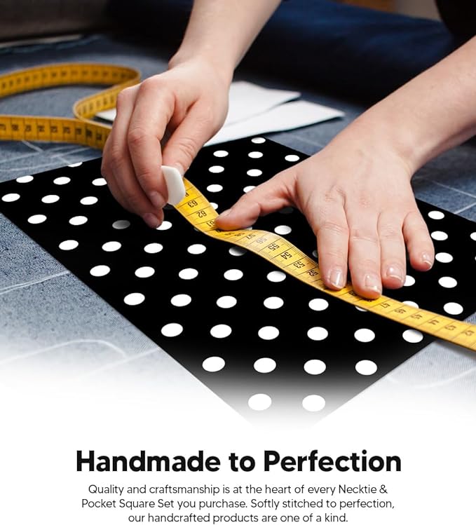 Vittorio Farina Polka Dot Necktie &amp; Pocket Square - NH-PD_05_WHITE_BLACK - Classy Cufflinks