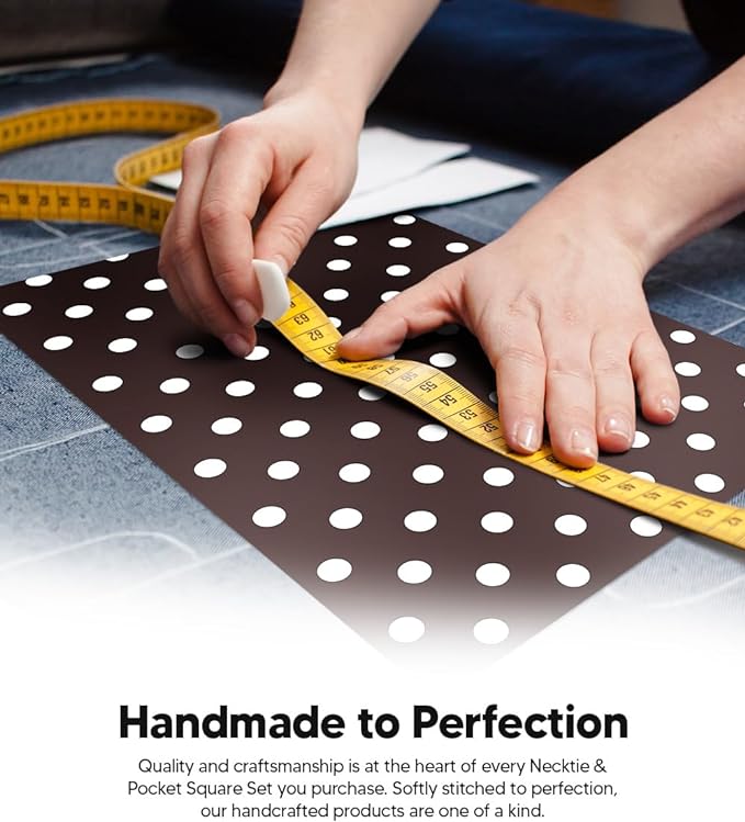 Vittorio Farina Polka Dot Necktie &amp; Pocket Square - NH-PD_07_IVORY_BROWN - Classy Cufflinks