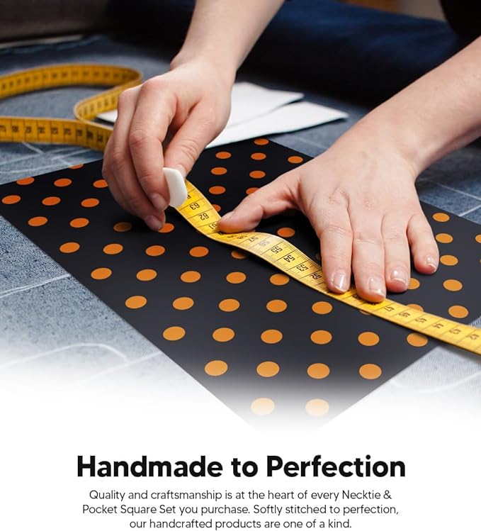 Vittorio Farina Polka Dot Necktie &amp; Pocket Square - NH-PD_10_GOLD_BLACK - Classy Cufflinks