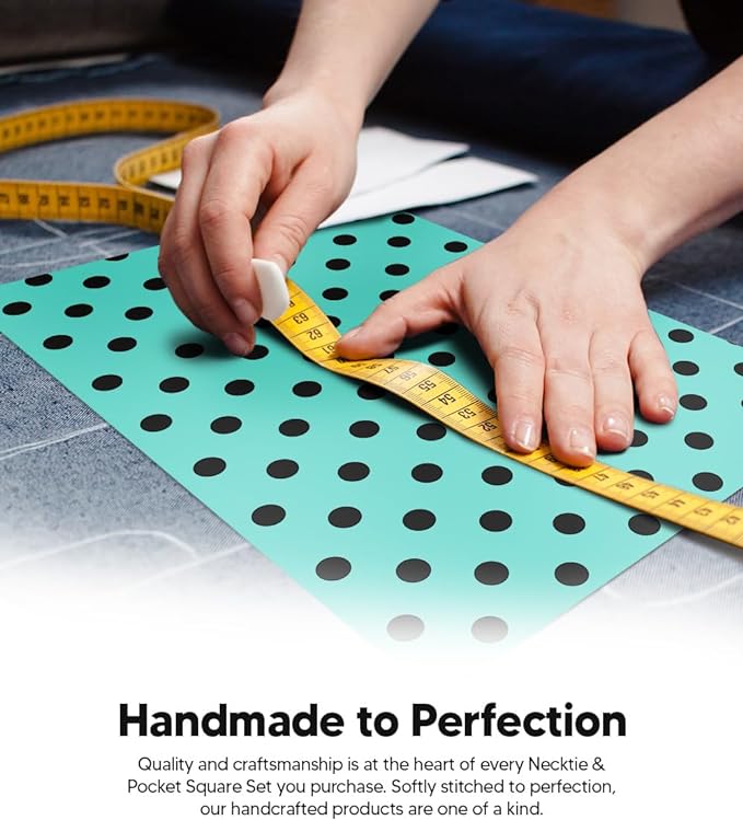Vittorio Farina Polka Dot Necktie &amp; Pocket Square - NH-PD_17_BLACK_AQUA - Classy Cufflinks